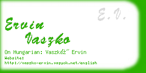 ervin vaszko business card